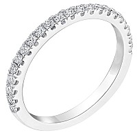 Bodream 22Mm Round Cubic Zirconia Cz Half Eternity Rings Wedding Band Sterling Silver Size 7