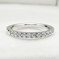 Bodream 22Mm Round Cubic Zirconia Cz Half Eternity Rings Wedding Band Sterling Silver Size 7