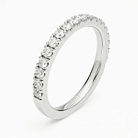 Bodream 22Mm Round Cubic Zirconia Cz Half Eternity Rings Wedding Band Sterling Silver Size 7