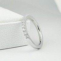 Bodream 22Mm Round Cubic Zirconia Cz Half Eternity Rings Wedding Band Sterling Silver Size 7