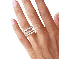 Bodream 22Mm Round Cubic Zirconia Cz Half Eternity Rings Wedding Band Sterling Silver Size 7