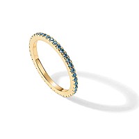 Pavoi 14K Yellow Gold Plated Sterling Silver Stackable Ring Colored Cz Stones Nano Spinel Blue Eternity Bands For Women Size