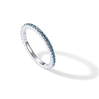 Pavoi Rhodium Plated Sterling Silver Stackable Ring Colored Cz Stones Nano Spinel Blue Eternity Bands For Women Size 7