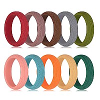 Longbeauty 10 Pack Candy Color Wedding Band For Men Women Flexible Comfort Sport Silicone Ring Black Red Blue Yellow Pink White