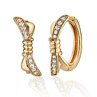 Vacrona Cubic Zirconia Huggie Earrings 14K Gold Plated Tiny Earrings Small Huggie Hoop Earrings Simple Lightweight Hoops Gift Fo