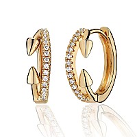 Vacrona Cubic Zirconia Huggie Earrings 14K Gold Plated Tiny Earrings Small Huggie Hoop Earrings Simple Lightweight Hoops Gift Fo