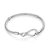 Parmuz Charm Bracelet For Woman 925 Sterling Silver Snake Chain Bracelet Heart Clasp Jewelry Fit European Us Charms Gift For Wom