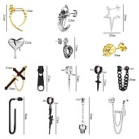 Newitin 15 Pairs Stainless Steel Stud Earrings For Men Hypoallergenic Earrings Cross Earrings Unisex Punk Earrings Men Earrings