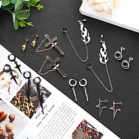 Newitin 15 Pairs Stainless Steel Stud Earrings For Men Hypoallergenic Earrings Cross Earrings Unisex Punk Earrings Men Earrings