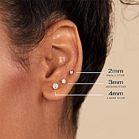 Pavoi 14K Gold Plated Round Cubic Zirconia Flat Back Studs 4 Millimeters Rose Gold