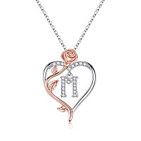 Mothers Day Gifts Heart Initial Necklaces For Women Teen Girls Letter Initial M Necklace Jewelry Anniversary Birthday Gifts N