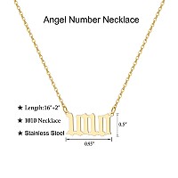 Tavuala Angel Number Necklace For Women 18K Gold Plated 000 111 222 333 444 555 666 777 888 999 Necklace Numerology Jewelrygol