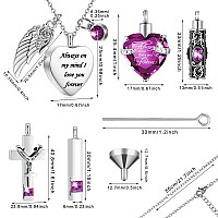 Fumete 5 Pcs Urn Necklace For Ashes Keepsake Cremation Heart Cross Cubic Jewelry For Ashes Stainless Steel Memorial Locket Ashes