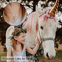 Hidepoo Unicorn Necklace Gifts For Girls 14K White Gold Plated Heart Pendant Colorful Cz Unicorn Necklace Initial J Pendant Uni