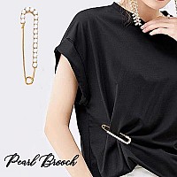 5 Pcs Fashion Pearl Broochsweater Shawl Clip Double Faux Pearl Brooches Waist Pants Extender Safety Pins