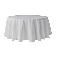 Pomp Silver 120 Round Premium Polyester Tablecloth Wrinkle Stain Resistant Easy Care Fabric Fits 6Ft Rectangle Table