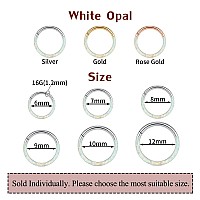 14G Septum Jewelry White Opal Septum Rings Silver Daith Earrings Surgical Steel Conch Hoop Earrings Seamless Nose Ring Hoops Sep