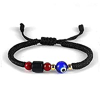 Kelistom Handmade String Evil Eye Bracelet For Women Men Girls Boys Black Red Thread Adjustable Bracelets Minimalist Jewelry