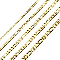 Gold Figaro Chain Necklace Stainless Steel Chain Necklace 18K Real Gold Plated Chains For Men Women Jewelry 2Mm 36 Inches