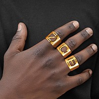 Keystyle Womens G Letters Ring For Women Gold Captial Initials Adjustable Wide Cuff Trumb Rings For Hip Hop Dancer