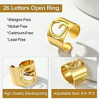 Keystyle Womens G Letters Ring For Women Gold Captial Initials Adjustable Wide Cuff Trumb Rings For Hip Hop Dancer