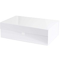 Purple Q Crafts Whitea Hard Gift Box With Magnetic Closure Lid 14X9X4 Rectangle Favor Boxes With White Glossy Finish 5 Boxes