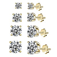 925 Sterling Silver Stud Earrings Set White Gold Plated Hypoallergenic Stud Earrings Cubic Zirconia Stud Earrings For Women