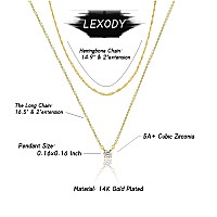 Lexody Diamond Necklaces For Women Dainty Leaf Necklace 14K Gold Plated Layered Cz Moon Necklace Simple Diamond Choker Necklaces