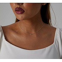 Lexody Diamond Necklaces For Women Dainty Leaf Necklace 14K Gold Plated Layered Cz Moon Necklace Simple Diamond Choker Necklaces