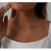 Lexody Diamond Necklaces For Women Dainty Leaf Necklace 14K Gold Plated Layered Cz Moon Necklace Simple Diamond Choker Necklaces