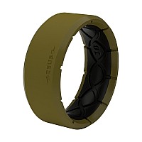 Groove Life Zeus Edge Olive Drab Silicone Ring Breathable Rubber Wedding Rings For Men Lifetime Coverage Unique Design Comfor