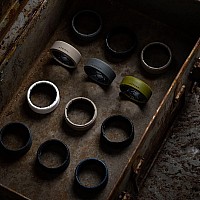 Groove Life Zeus Edge Dark Earth Silicone Ring Breathable Rubber Wedding Rings For Men Lifetime Coverage Unique Design Comfor