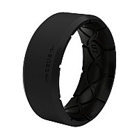 Groove Life Zeus Edge Midnight Black Silicone Ring Breathable Rubber Wedding Rings For Men Lifetime Coverage Unique Design Co