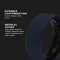 Groove Life Zeus Edge Deep Navy Silicone Ring Breathable Rubber Wedding Rings For Men Lifetime Coverage Unique Design Comfort