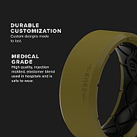 Groove Life Zeus Edge Olive Drab Silicone Ring Breathable Rubber Wedding Rings For Men Lifetime Coverage Unique Design Comfor