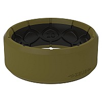 Groove Life Zeus Edge Olive Drab Silicone Ring Breathable Rubber Wedding Rings For Men Lifetime Coverage Unique Design Comfor