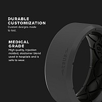 Groove Life Zeus Edge Deep Stone Silicone Ring Breathable Rubber Wedding Rings For Men Lifetime Coverage Unique Design Comfor