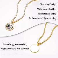 Yimeraire Customized Picture Pendant Necklace For Men Women Personalized Picture Necklace Baguette Diamond Round Shaped Custom P