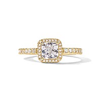 Pavoi 14K Gold Plated Square Halo Ring For Women Promise Rings For Her Yellow Gold 6