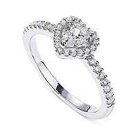 Pavoi 14K Gold Plated Heart Halo Ring For Women Promise Rings For Her White Gold 7