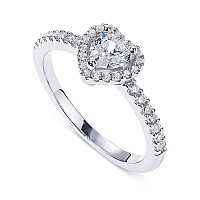 Pavoi 14K Gold Plated Heart Halo Ring For Women Promise Rings For Her White Gold 9