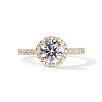 Pavoi 14K Yellow Gold Plated Engagement Ring For Women Wedding Ring For Women Round Halo Womens Engagement Ring Size 5