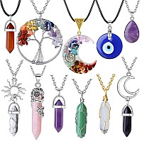 Xiannvxi Crystal Necklaces For Women Men Gifts Set Evil Eye Trendy Silver Gold Western Jewelry Chakra Witchy Handmade Friendship