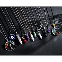 Xiannvxi Crystal Necklaces For Women Men Gifts Set Evil Eye Trendy Silver Gold Western Jewelry Chakra Witchy Handmade Friendship