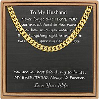 Joycuff Gifts For Husband Birthday Anniversary Chain From Wife Mens Unique Cuban Chain Necklace 18K Gold Plated Stainless Steel