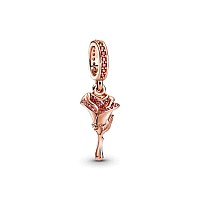 Rose Flower Dangle Charm 925 Sterling Silver Pendantgirl Jewelry Beads Gifts For Women Braceletnecklace A0178