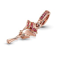 Rose Flower Dangle Charm 925 Sterling Silver Pendantgirl Jewelry Beads Gifts For Women Braceletnecklace A0178