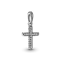 Sparkling Cross Pendant Charm 925 Sterling Silver Pendantgirl Jewelry Beads Gifts For Women Braceletnecklace A0134