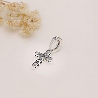 Sparkling Cross Pendant Charm 925 Sterling Silver Pendantgirl Jewelry Beads Gifts For Women Braceletnecklace A0134