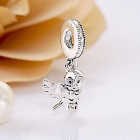 Owl Dangle Charm 925 Sterling Silver Pendantgirl Jewelry Beads Gifts For Women Braceletnecklace A0033